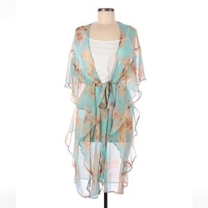 Francesca's mint green and gold kimono